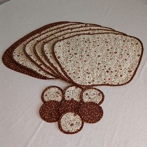Floral Quilted Placemats and Coasters Set - Homemade